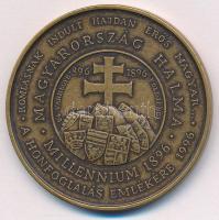 1996. "Magyarország halma - Millenium 1896 - A Honfoglalás emlékére 1996" bronz emlékérem, hátlapon a Himnusz első soraival (42,5mm) T:UNC,AU