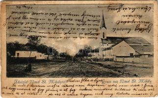 1905 Németszentmihály, Sanmihaiu German, Zillasch (Temes, Timis); Fő utca, templom / main street, church (fl)