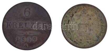 Ausztria 1849A 6kr Ag + 1872. 10kr Ag "Ferenc József" T:XF patina 
Austria 1849A 6 Kreuze...