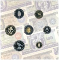 2006. 1Ft-100Ft (7xklf) forgalmi sor szettben + 1946. 1Ft Ag "Hatvanéves a Forint" utánver...