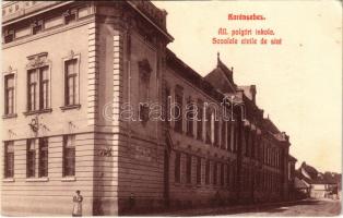 1915 Karánsebes, Caransebes; Állami polgári iskola / Scoalele civile de stat / school (EK)