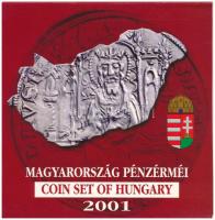 2001. 1Ft-100Ft (7xklf) forgalmi sor dísztokban, Magyarország pénzérméi sorozat, belső tokon a ragasztás részben elengedett T:PP patina Adamo FO34.1
