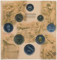 1999. 50f-100Ft (8xklf) "75 éves a Magyar Nemzeti Bank" forgalmi sor dísztokban, belső tok...