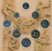 1999. 50f-100Ft (8xklf) "75 éves a Magyar Nemzeti Bank" forgalmi sor dísztokban, belső tok...