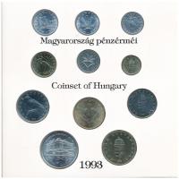 1993. 10f-200Ft (11xklf) forgalmi sor, benne 200Ft Ag "MNB", "Magyarország pénzérméi&...