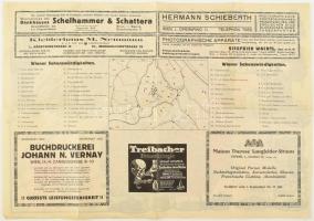 cca 1910 Bécs térképe, illusztrált, kiadja: J. N. Vernay, 35×48 cm