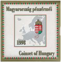 1998. 50f-200Ft (10xklf) forgalmi sor + 1998. 100Ft alpakka "1848-1849. Szabadságharc 150. évfordulójára", dísztokban. A belső tokon a ragasztás részben, a 100Ft-os érmét tartó emléklap ragasztása teljesen elengedett. T:BU patina Adamo FO31