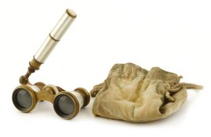 Chevalier-Paris gyöngyház berakásos látcső, eredeti vászontokkal, jó állapotban, 10×5 cm