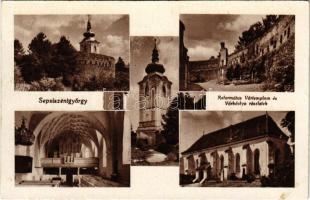 Sepsiszentgyörgy, Sfantu Gheorghe; Református vártemplom és várbástya részletek / Calvinist church interior and castle bastions (fl)