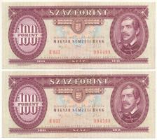1992. 100Ft (2x) sorszámkövető, "B 033 004499 - B 033 004500" T:F szép papír Adamo F37