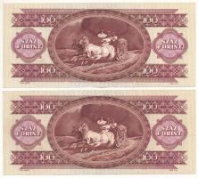 1992. 100Ft (2x) sorszámkövető, "B 033 004499 - B 033 004500" T:F szép papír Adamo F37