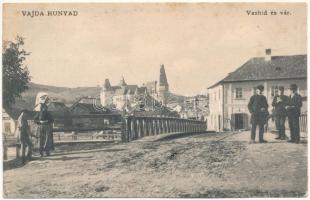 1909 Vajdahunyad, Hunedoara; Vashíd és vár, üzletek / iron bridge and castle, shops (EK)