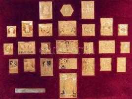 Belgium 25db ritka bélyeg aranyozott ezüst verete + 1 db tévveret, jobb oldalon "5Fr" hely...