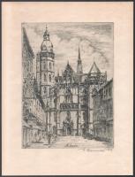 Kremmer jelzéssel: Kassa (1939?). Rézkarc, papír, 23×16,5 cm