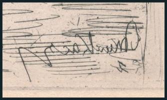 Munkácsy Mihály (1844-1900): Konyhában. Munkácsy egyetlen rézkarca, papír, jelzett a karcon, 20×26 c...