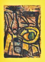 Szabó Klára (?-?): Halas csendélet. Vegyes technika, papír, jelezve jobbra lent, kartonra kasírozva. 43x30,5 cm