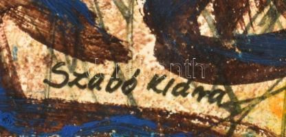 Szabó Klára (?-?): Halas csendélet. Vegyes technika, papír, jelezve jobbra lent, kartonra kasírozva....