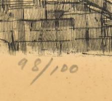 Váci András (1928-1989): Mátyástemplom. Rézkarc, papír, jelzett, számozott (98/100), lap széle kissé...