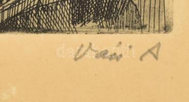 Váci András (1928-1989): Mátyástemplom. Rézkarc, papír, jelzett, számozott (98/100), lap széle kissé...