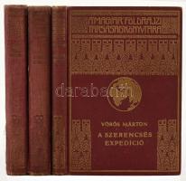 Magyar Földrajzi Társaság Könyvtára 3 db - Vörös Márton: A szerencsés expedíció; Cholnoky Jenő: Égen, földön; Keöpe Viktor: Cejlon, az éden szigete. Kiadói egészvászon kötés, sérült gerinc, kopottas állapotban.