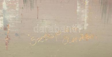 Sztopka Anna (1950-): Hegyvidék. Olaj, farost, jelezve jobbra lent, 43,5x68 cm