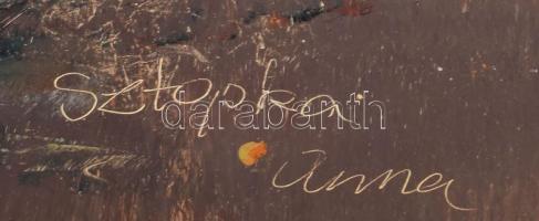 Sztopka Anna (1950-): Tanya gémeskúttal. Olaj, farost, jelezve jobbra lent, 44x68 cm