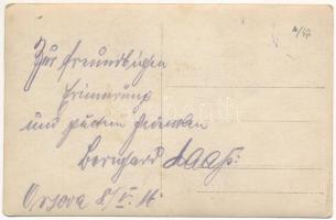 1916 Orsova, német katonák a vasútnál / WWI German military, soldiers on the railway tracks. photo