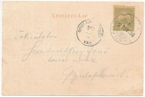 1903 Tusnádfürdő, Baile Tusnad; Szt. Anna tó, fűrésztelep / Lacul / lake, sawmill. Art Nouveau, flor...