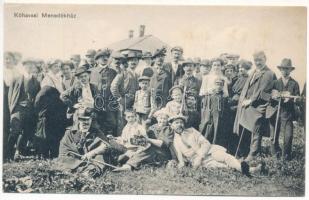 1916 Nagykőhavas, Hohenstein, Piatra Mare (Brassó, Brasov); kirándulók a Kőhavasi EKE (Erdélyi Kárpát Egyesület) menedékháznál. Herz kiadása / tourists at the mountain rest house (r)