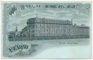 Nagyvárad, Oradea; Kis hídfő este. Láng József kiadása / Kleine Brücke / bridge at night. Art Nouveau, floral, litho (EK)