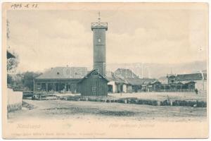 Kovászna, Covasna; Baia Balta dracului / Fő tér és Pokolsár fürdő. Alfred Tartler kiadása / spa, bath (lyukak / pinholes)