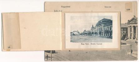 1910 Nagyvárad, Oradea; Bémer tér, villamos. Hiányos leporello / square, tram. Missing leporellocard