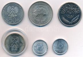 6db-os külföldi fém érmetétel, közte Egyiptom 1973. 5m Al "FAO - Az asszuáni gát erőműve" ...