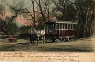 1905 Budapest XIII. Margitszigeti részlet, lóvasút. Taussig Arthur 5822. (EK)