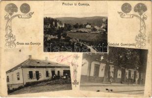 Gomirje, Gomirja; vasútállomás, iskola (?) / railway station, school (?). Art Nouveau, floral (non PC) (b)