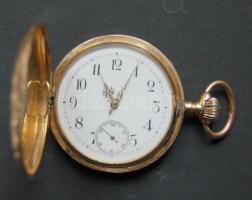 1900 körül Ancre Ligne Droite Remontoir férfi zsebóra Au arany (14K) bruttó 90g, átmérő 50mm, működő...