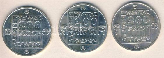 1985. 200Ft Ag 3klf db "Természetvédelem-vidra, vadmacska, mocsári teknős" T:BU