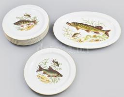 Vohenstrauss porcelán halas kínáló készlet 6+1 db Mindegyik más mintás Matricás, jelzett, apró kopássokkal.