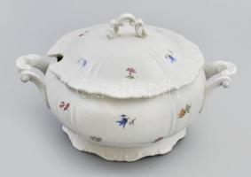 Zsolnay nagy méretű leveses tál, Matricás, jelzett, hibátlan d: 27 cm