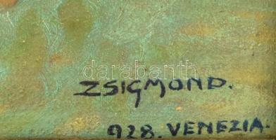 Zsigmond Béla (?-1945 k.): Velencei részlet, 1928. Olaj, karton, jelezve jobbra lent. Dekoratív fake...
