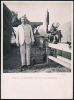 1943 Cséplés "Csonka-DKW" 7-8 Le motorral, feliratozott, pecséttel jelzett fotó (Blücker József Baja), 24×18 cm