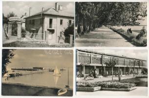 Balatonfüred - 8 db MODERN város képeslap: hajóállomás, parti sétány, római katolikus templom, vasutas gyógyüdülő, üzletház, MEDOSZ üdülő (Képzőművészeti Alap Kiadóvállalat)