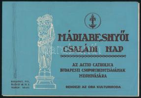 cca 1938 Máriabesnyői családi nap, az Actio Catholica Budapesti Csoportbizottságának meghívója, ceruzás firkákkal