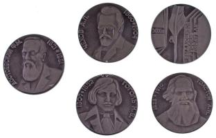 Szovjetunió DN "Kiváló orosz írók" 5xklf fém jelvény T:AU Soviet Union ND "Great Russian writers" 5xdiff metal badge C:AU