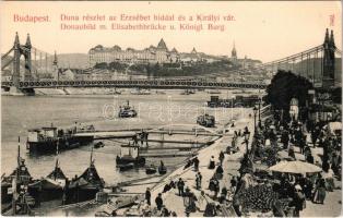 Budapest, Erzsébet híd, Királyi vár, Duna-parti piac. Taussig A. 7982. (EK)