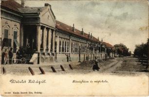 Hódság, Odzaci; községháza és népiskola. Rausch Ede kiadása / town hall, school (fl)