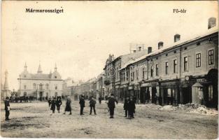 Máramarossziget, Sighetu Marmatiei; Fő tér, üzletek, sercsarnok (sörcsarnok) / main square, shops, beer hall