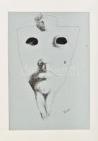 Torbó Gyula (?1940-?): Szürrealista rajz. Tus, papír, jelzett, paszpartuban, 26x18 cm