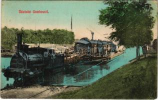 Gombos, Bogojeva; egy mozdony gőzkompra állítása. Tippl Józsefné kiadása / steam ferry with locomotive (EK)
