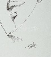 Torbó Gyula (?1940-?): Álarcok. Tus, papír, jelzett, paszpartuban, 26x18 cm